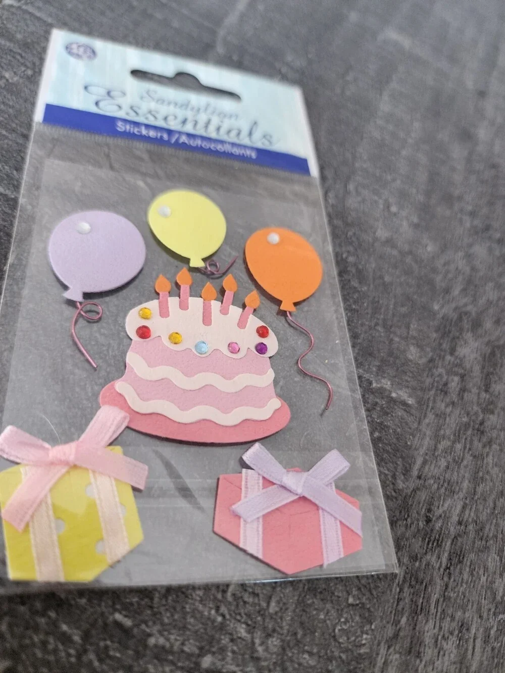 3D Stickers - Birthday Cake Balloons + Sandylion Essentials 3D - NEW RETIRED #28